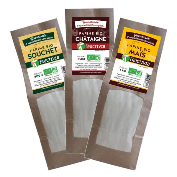 Lot de 3 farines bio sans gluten